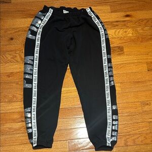 PINK Victoria's Secret Black Joggers with White Stripes